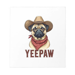 Bloc-note Illustration de chien western YeePaw Pug cowboy vi