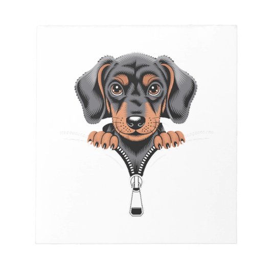 Bloc-note Illustration de dachshund mignon regardant par une (Devant)
