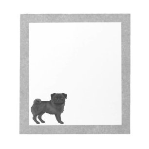 Bloc-note Illustration de dessin animé de Pug noir aux bords