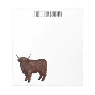 Bloc-note Illustration de dessin animé de vache des Highland