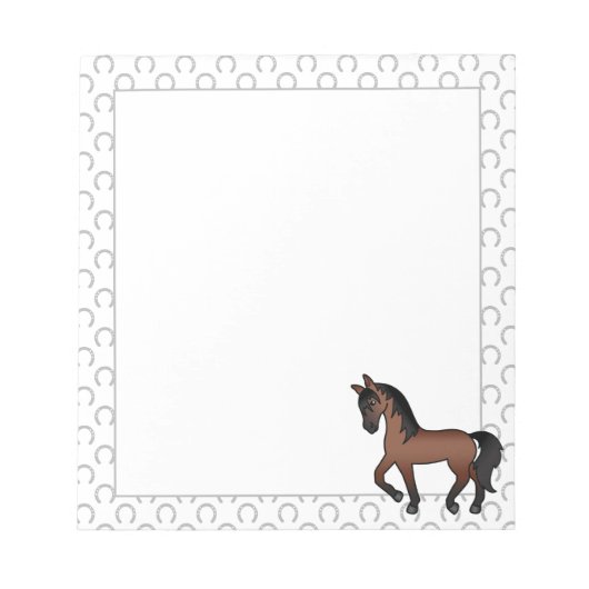 Bloc-note Illustration de dessin animé mignon de cheval bai (Devant)