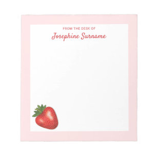 Bloc-note Illustration de fruit fraise rouge avec nom person