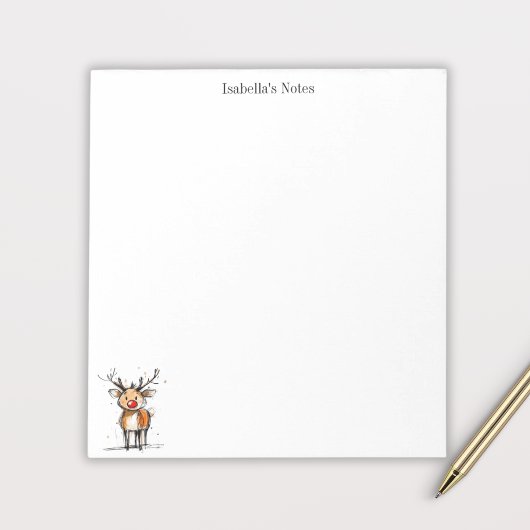 Bloc-note Illustration de Noël de renne Rudolph mignon