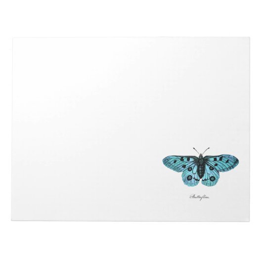 Bloc-note Illustration de papillon bleu sarcelle vintage - 1 (Devant)