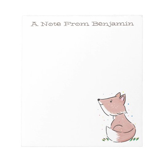 Bloc-note Illustration de renard blanc mignon bébé (Devant)