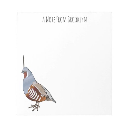 Bloc-note Illustration d'oiseau de caille de montagne (Devant)
