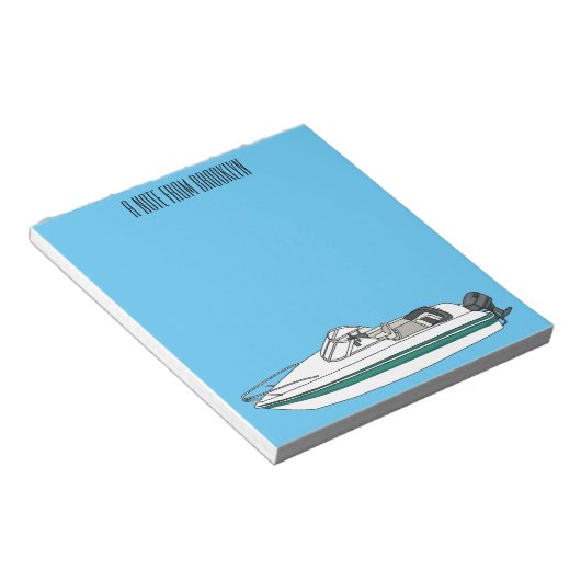 Bloc-note Illustration d'un bateau à moteur (Incliné)