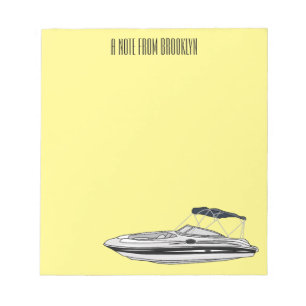 Bloc-note Illustration d'un bateau à moteur
