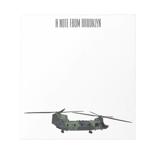 Bloc-note Illustration d'un hélicoptère de l'armée de Chinoo (Devant)