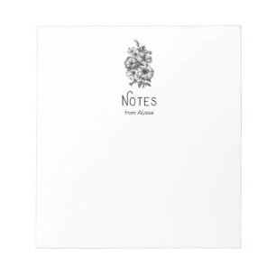Bloc-note Illustration florale noire et blanche vintage