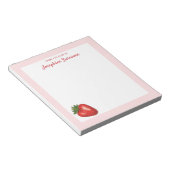 Bloc-note Illustration Fruit Fraise Rouge Avec Nom Personnal (Incliné)