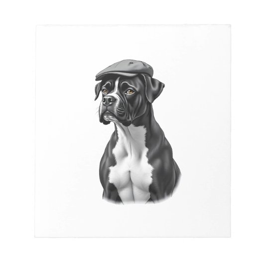 Bloc-note Illustration graphique monochrome de Boxer vintage (Devant)