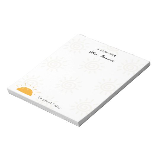 Bloc-note Illustration Sun Note de l'enseignant (Tourné)