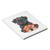 Bloc-note Illustration vectorielle de sushi de pug noir mign (Incliné)