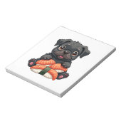 Bloc-note Illustration vectorielle de sushi de pug noir mign (Tourné)