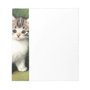 Bloc-note Illustration vintage de chat avec Fleurs rouges