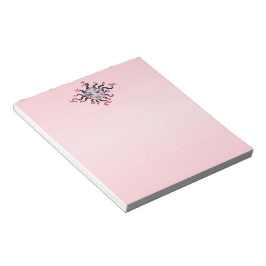 Bloc-note imaginaire Soleil Joli Visage Noir Rose Rayons (Incliné)