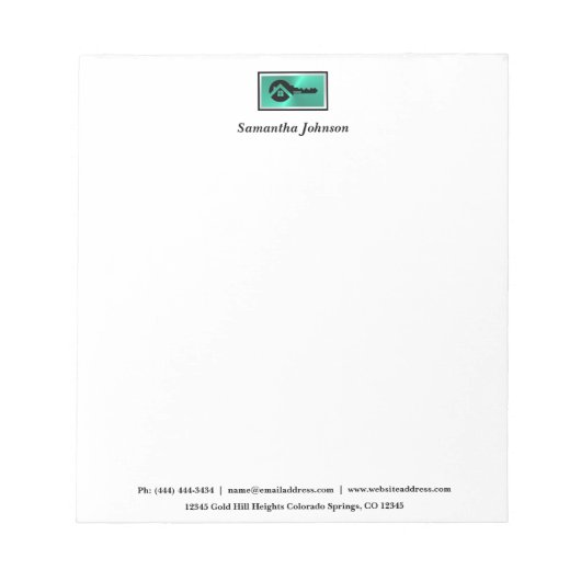 Bloc-note Immobilier Luxueux Turquoise & Clé Noire (Devant)
