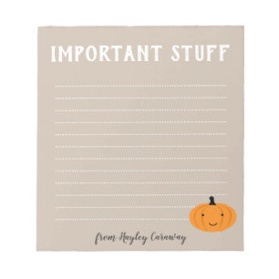 Bloc-note Important truc mignon Halloween Citrouille Automne