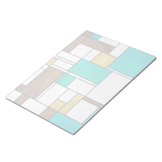 Bloc-note Impression Brown jaune Turquoise Mondrial (Incliné)