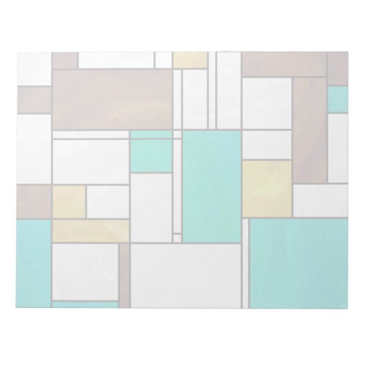 Bloc-note Impression Brown jaune Turquoise Mondrial (Devant)