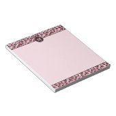 Bloc-note Impression d'animal à léopard rose avec monogramme (Incliné)