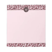 Bloc-note Impression d'animal à léopard rose avec monogramme (Devant)