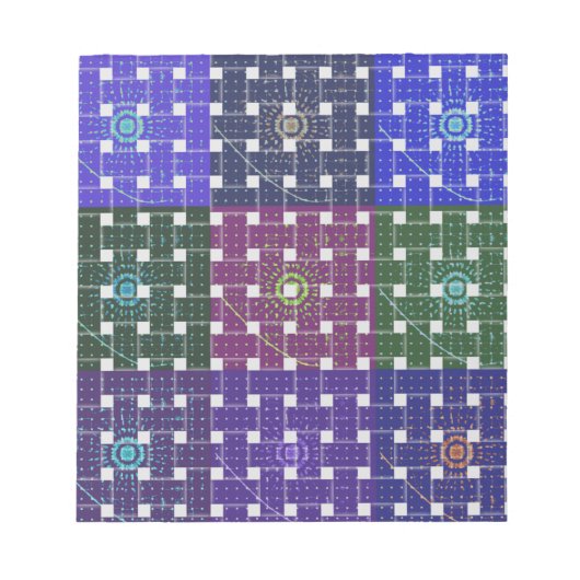 Bloc-note Impression d'art bleu et violet à carreaux (Devant)