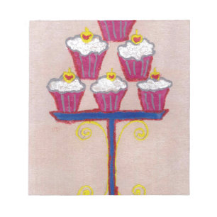Bloc-note Impression d'art de Cupcake avec Cerise et Fond Ro