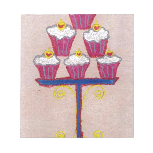 Bloc-note Impression d'art de Cupcake avec Cerise et Fond Ro (Devant)
