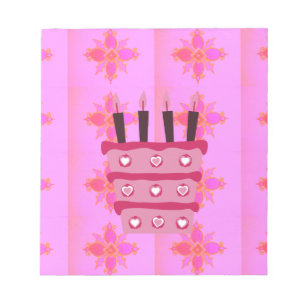 Bloc-note Impression d'art de gâteau d'anniversaire rose