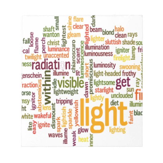 Bloc-note Impression d'art de nuage de mots lumineux (Devant)