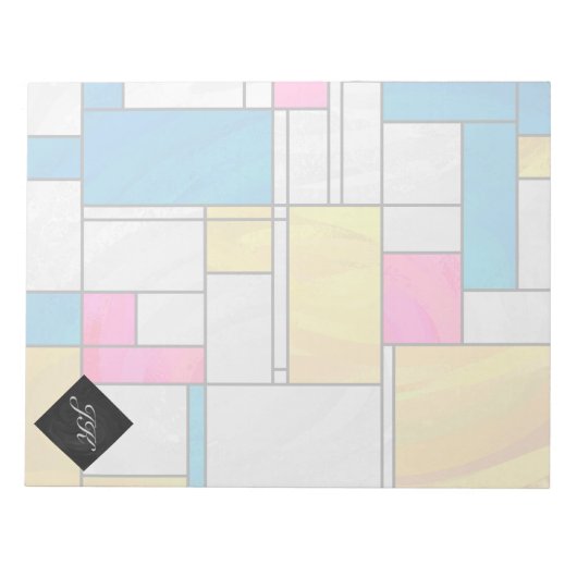 Bloc-note Impression jaune rose bleu de Mondrian (Devant)