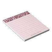 Bloc-note Impression léopard rose avec lignes et texte perso (Incliné)