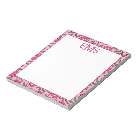 Bloc-note Impression monogramme rose, florale (Tourné)