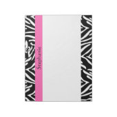 Bloc-note Impression Zèbre noir, blanc et rose chaud personn (Tourné)
