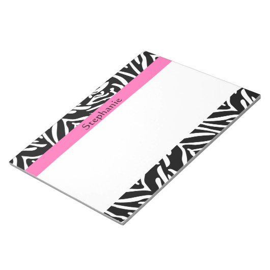Bloc-note Impression Zèbre noir, blanc et rose chaud personn (Incliné)