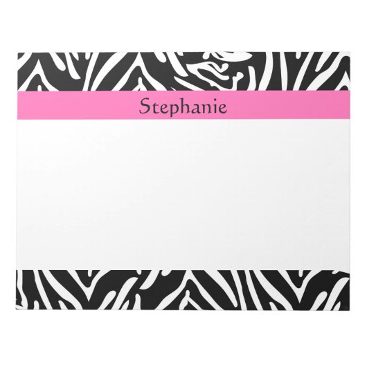 Bloc-note Impression Zèbre noir, blanc et rose chaud personn (Devant)