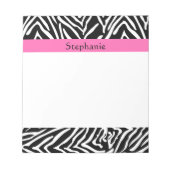 Bloc-note Impression Zèbre noir, blanc et rose chaud personn (Devant)