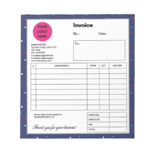 Bloc-note Indigo Red Heart Company Business Shop Facture