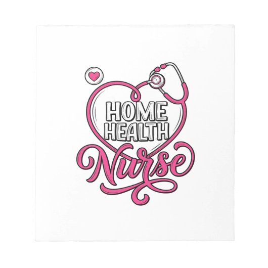 Bloc-note Infirmière à domicile Stéthoscope rose Création de (Devant)