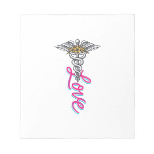 Bloc-note Infirmière Amour Caducée Floral Médical Design Ver
