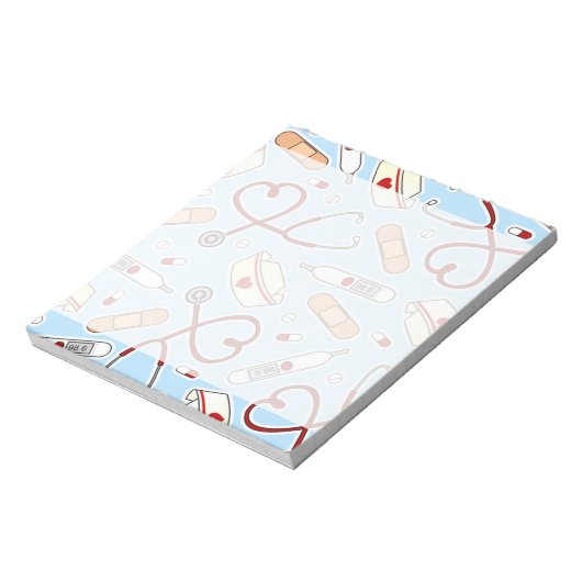 Bloc-note Infirmière Amour Imprimer Arrière - plan bleu (Tourné)