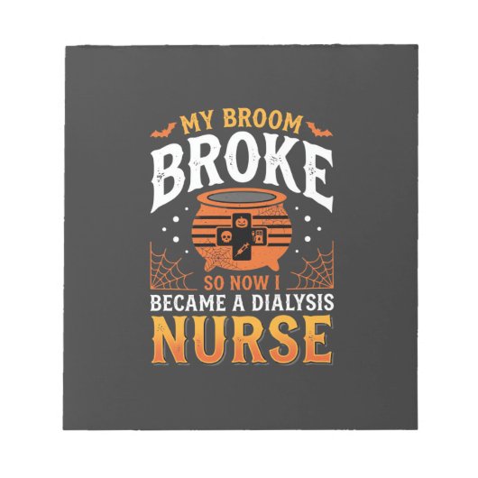 Bloc-note Infirmière de dialyse Halloween Balai Cassa Design (Devant)