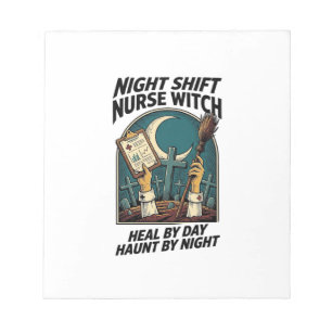 Bloc-note Infirmière de nuit Sorcière Rétro Halloween Tee
