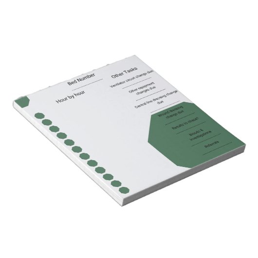 Bloc-note Infirmière de soins critiques Planificateur de cha (Incliné)