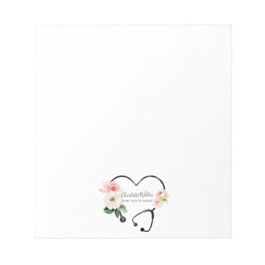 Bloc-note Infirmière en santé Aide soignante Stethoscope flo (Devant)