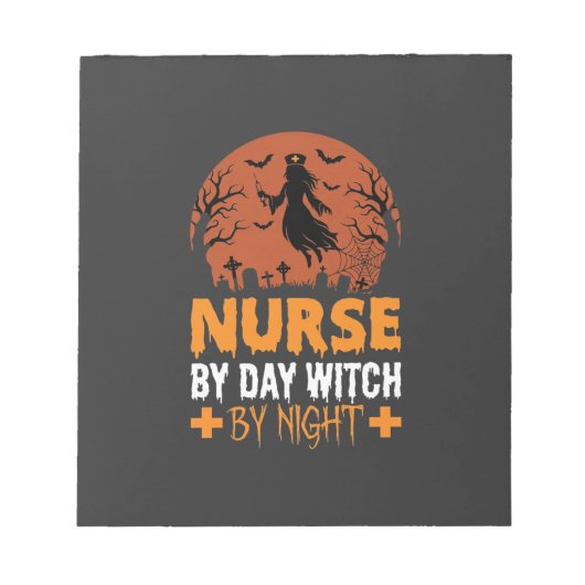 Bloc-note Infirmière Halloween de Jour Sorcière de Nuit (Devant)