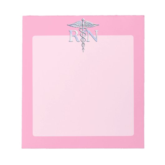 Bloc-note Infirmière inscrite RN Caduceus sur Décor rose cla (Devant)