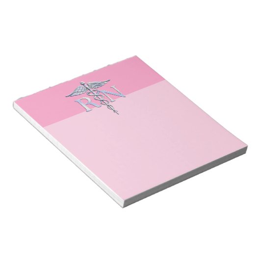 Bloc-note Infirmière inscrite RN Caduceus sur Pastel Pink (Incliné)